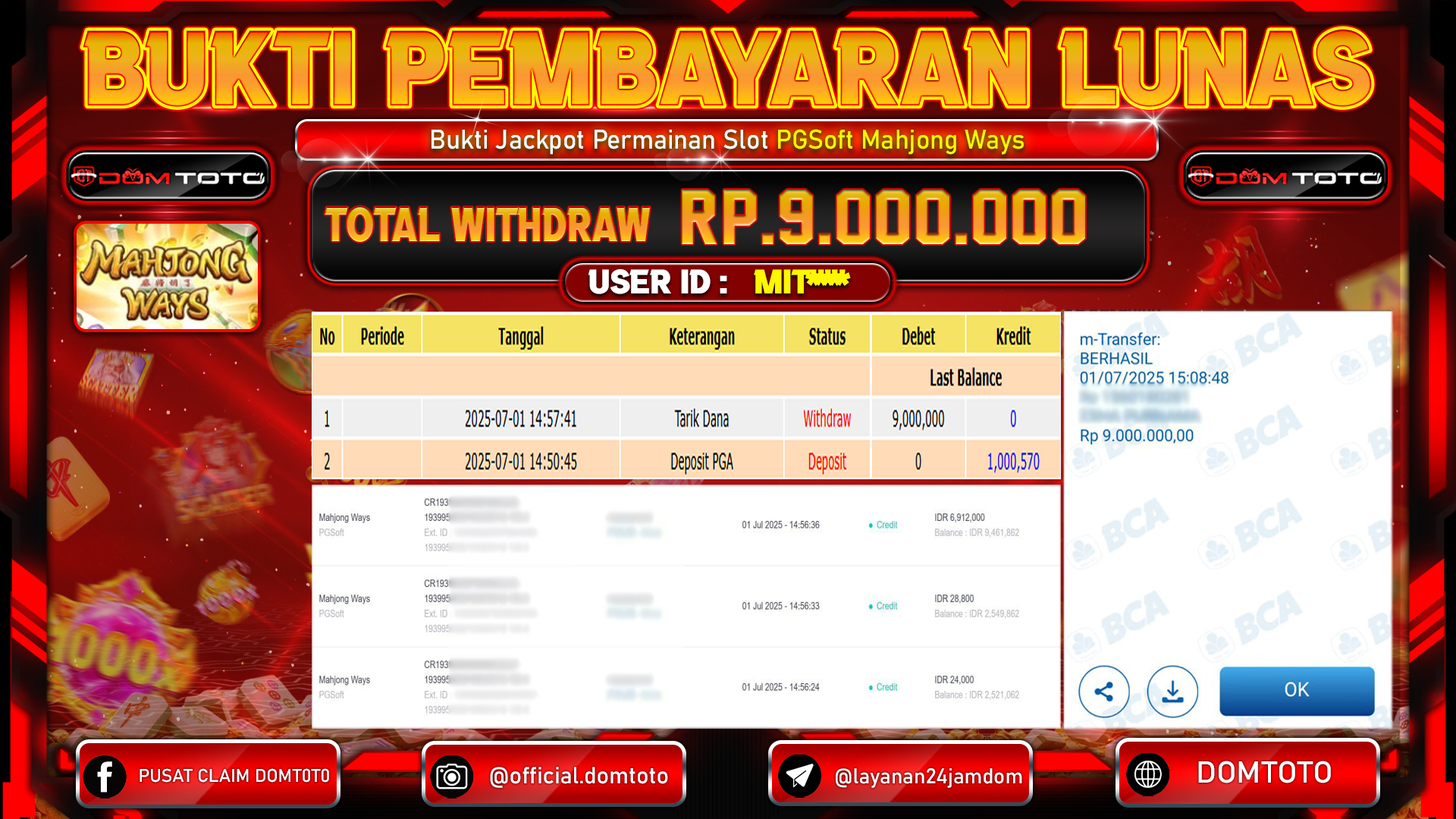 JACKPOT SLOT MAHJONG WAYS 01 JULI 2025